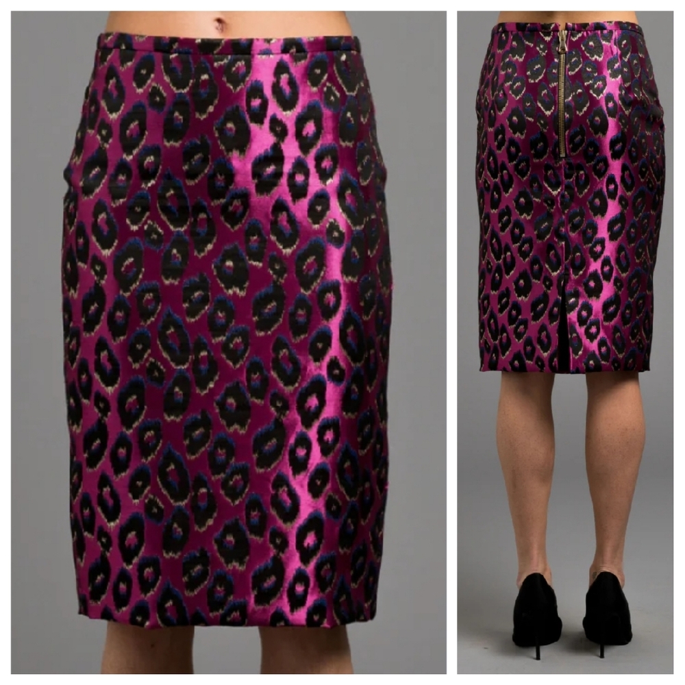 NWT Le Superbe Leopard Spots Metallic Skirt